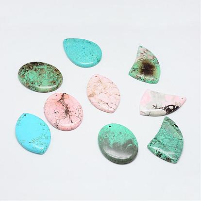 Natural & Synthetic Turquoise Pendants, Mixed Shape, Dyed