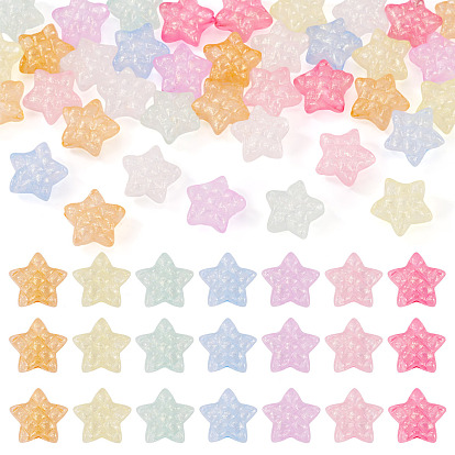 50шт. светящиеся прозрачные акриловые бусины, звезда, с блеском порошок, светится в темноте