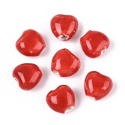 Фарфоровые бусины ручной работы, яркие остеклением стиль фарфора, сердце