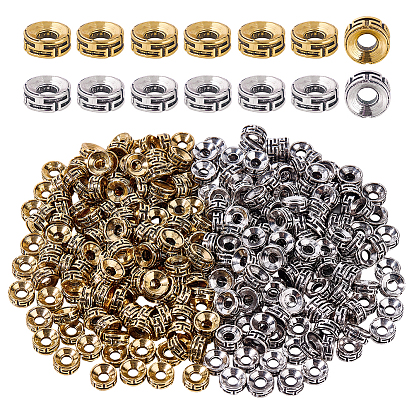 300шт 2 цвета тибетского сплава разделительные бусины, плоско-круглые