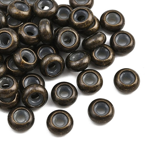 Brass Beads, with Rubber Inside, Slider Beads, Rondelle