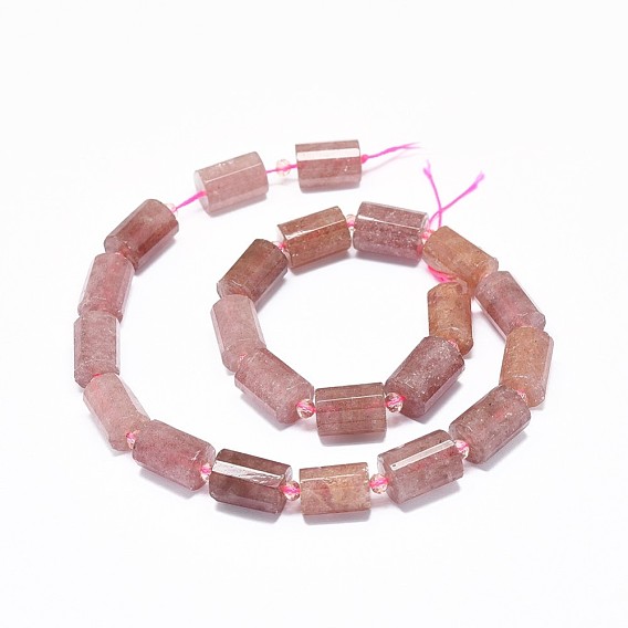 Natural Strawberry Quartz Beads Strands, Faceted, Column