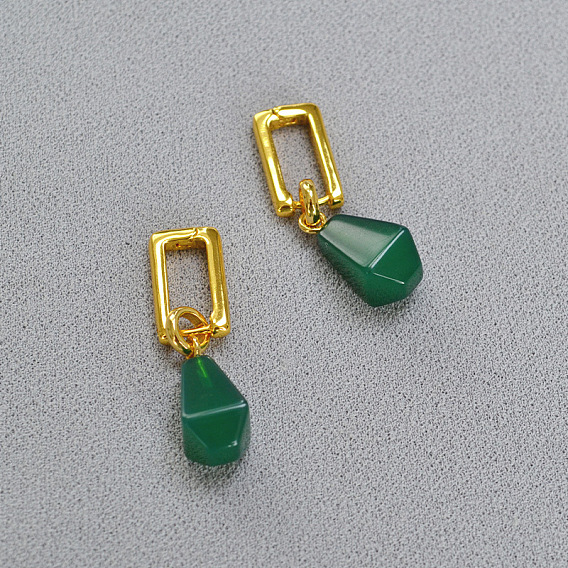 Серьги-кольца из латуни с драгоценными камнями, золотые, слеза