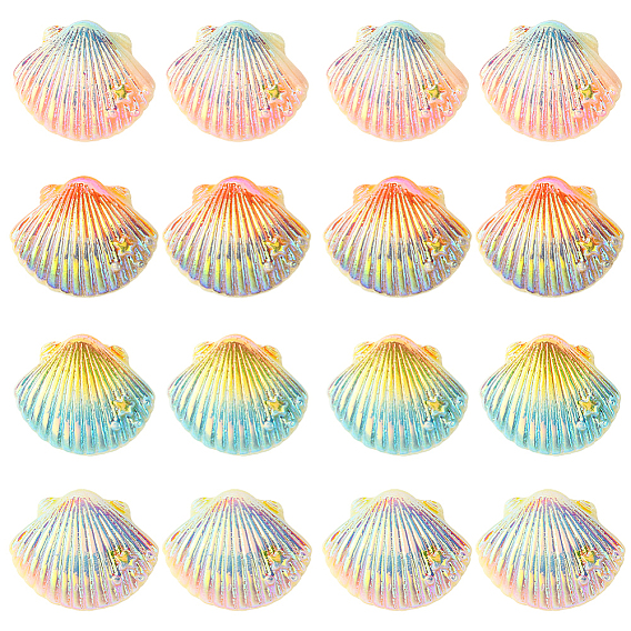 40шт 4 цветные кабошоны из непрозрачной смолы, имитация оболочки, формы раковины