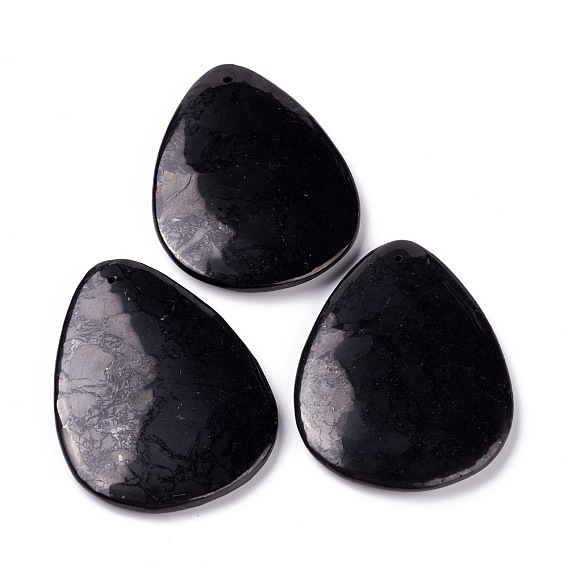 Natural Shungite Pendant, Teardrop