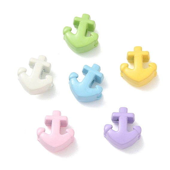 Spray Painted Alloy European Beads, Large Hole Beads, Anchor