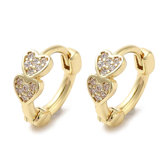 Rack Plating Brass Micro Pave Cubic Zirconia Hoop Earrings, Heart