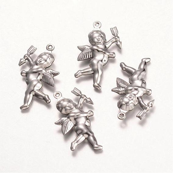 316 хирургические подвески из нержавеющей стали, ангел, 29x16x5 мм, отверстие : 1 мм