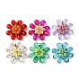 6шт 6цвета стеклянные и полимерные глиняные подвески, цветок, с 304 кольцами из нержавеющей стали, реальный 18 k позолоченный