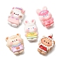 Cartoon Animal Theme Opaque Resin Cabochons, Mixed Shapes