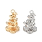 Brass Micro Pave Clear Cubic Zirconia Pendants, Wishing Well Charms