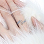 Brass Enamel Cuff Rings for Women, Star, Platinum