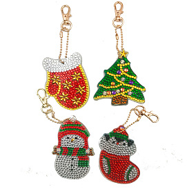 4шт 4 стили наборы брелоков для ключей с алмазной росписью «сделай сам», рождественская тема