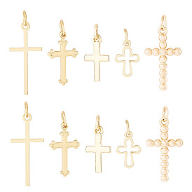 10 шт 5 стиль латунные подвески, крестик, без кадмия, без никеля и без свинца