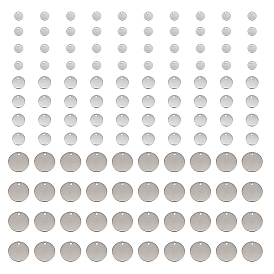 120 шт 3 стиль 304 подвески из нержавеющей стали, штамповка пустой метки, плоско-круглые