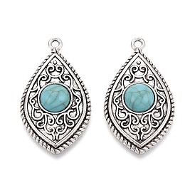 Сплавочные подвески тибетского стиля, слезинки, с имитацией синтетической бирюзы