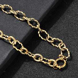 304 Женские ожерелья из витой овальной цепи из нержавеющей стали, ионное покрытие (ip)