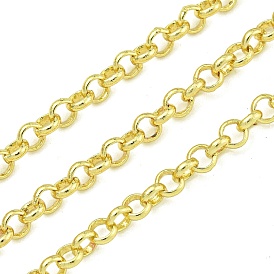 Brass Rolo Chain, Soldered, with Spool, Long-Lasting Plated, Cadmium Free & Lead Free