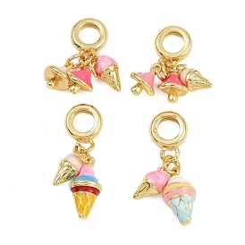 Латунные эмалированные европейские подвески с подвесками, Подвески с большими отверстиями, реальный 18 k позолоченный, стойки покрытие, долговечный, без кадмия и без свинца