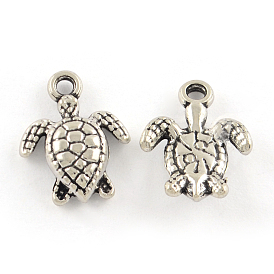 Tibetan Style Alloy Turtle Pendants, Cadmium Free & Lead Free,16x12.5x3.5mm, Hole: 1.5mm, about 869pcs/1000g