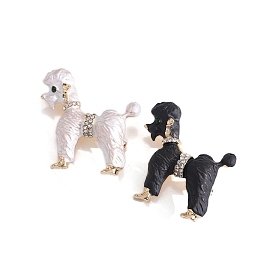 Broche en émail, broche en alliage de strass pour vêtements de sac à dos, chien caniche