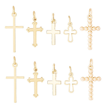 10 шт 5 стиль латунные подвески, крестик, без кадмия, без никеля и без свинца