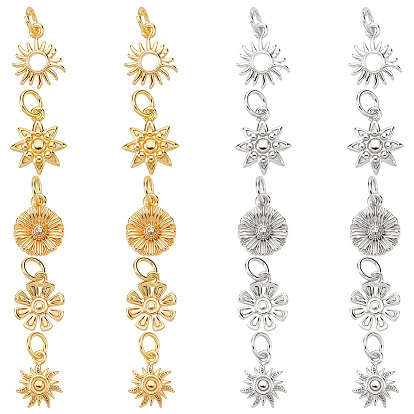 20шт 10 стиль латунные подвески, с целью перехода в кольце, без кадмия и без свинца, солнце и цветок и подсолнух