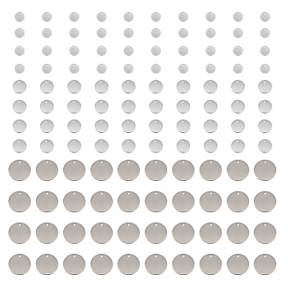 120 шт 3 стиль 304 подвески из нержавеющей стали, штамповка пустой метки, плоско-круглые