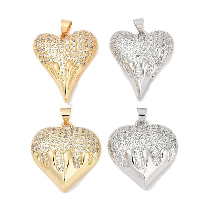 Латунные микро проложить кубического циркония подвески, без кадмия и без свинца, сердце прелести