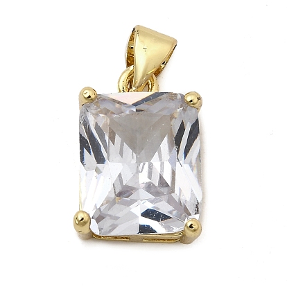 Латунные микро проложить кубического циркония подвески, прямоугольные, без свинца и без кадмия, долговечный, реальный 18 k позолоченный, стойки покрытие