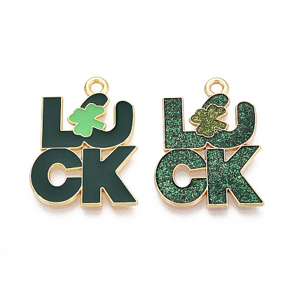 Подвески из сплава с эмалью ко Дню Святого Патрика, словесные талисманы удачи, золотые
