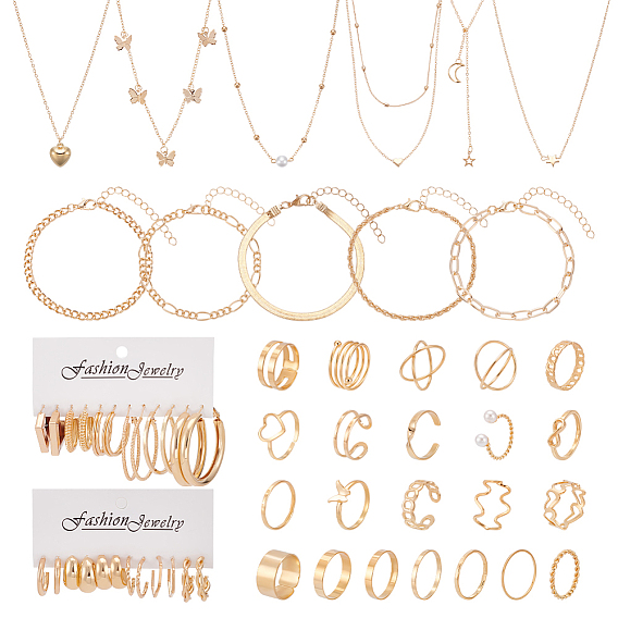 1 железные сумки с серьгами-кольцами из сплава, серьгами-гвоздиками, подвесками, ожерельями, кольцами и браслетами, набор украшений для женщин