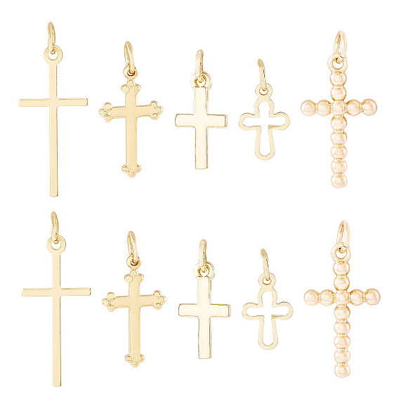 10 шт 5 стиль латунные подвески, крестик, без кадмия, без никеля и без свинца