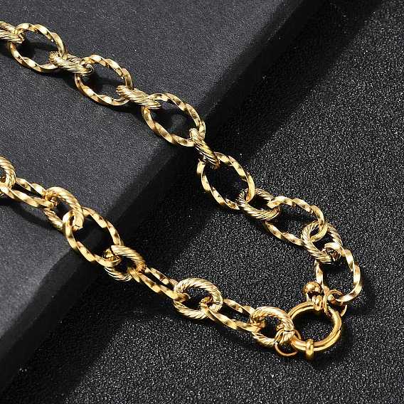 304 Женские ожерелья из витой овальной цепи из нержавеющей стали, ионное покрытие (ip)
