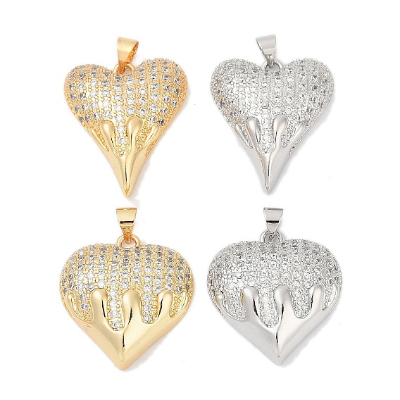 Латунные микро проложить кубического циркония подвески, без кадмия и без свинца, сердце прелести
