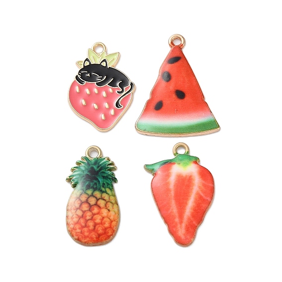 Подвески из эмали и сплава, без кадмия, без никеля и без свинца, золотые, клубничное/арбузное/ананасовое очарование
