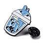 Cartoon Animal Boba Tea Cup Enamel Pin, Electrophoresis Black Alloy Brooch for Clothes Backpack