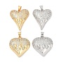 Латунные микро проложить кубического циркония подвески, без кадмия и без свинца, сердце прелести