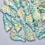 Transparent Spray Painted Glass Pendants, with Glitter Powder, Butterfly Wings