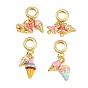 Латунные эмалированные европейские подвески с подвесками, Подвески с большими отверстиями, реальный 18 k позолоченный, стойки покрытие, долговечный, без кадмия и без свинца