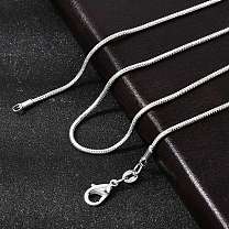 Brass Round Snake Chain Necklaces, with Lobster Claw Clasps, for DIY Jewelry Crafting
