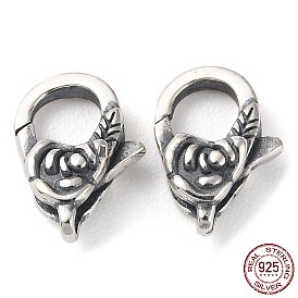 925 застежки-когти из таиландского стерлингового серебра, цветок, с печатью 925
