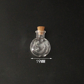 Mini contenants de perles de bouteille en verre à haute teneur en borosilicate, souhaitant bouteille, avec bouchon en liège, plat rond
