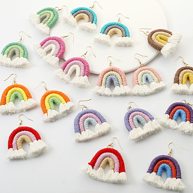 Colorful Rainbow DIY Rope Earrings with Three Loops for Kids and Adults