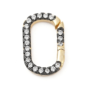 Латунные кольца из микро-паве циркония, долговечный, без свинца и без кадмия, стойки покрытие, овальные