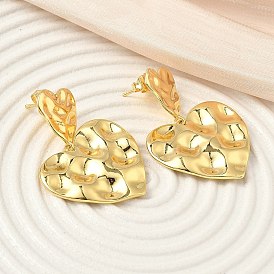 Серьги-гвоздики в форме сердечка из латуни, стойки покрытие, долговечный, без кадмия и без свинца