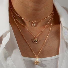 Cute Angel Crown Pendant Necklace - Simple and Fashionable European and American Jewelry.