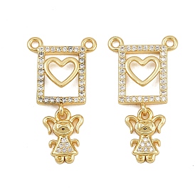 Латунные микро проложить кубического циркония подвески, сердце с девушкой