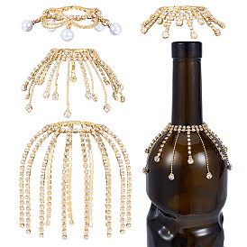 4шт. подвески для бокалов вина из латуни и железа со стразами