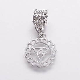 Alloy European Dangle Charms, Large Hole Pendants, Chakra, Visuddha